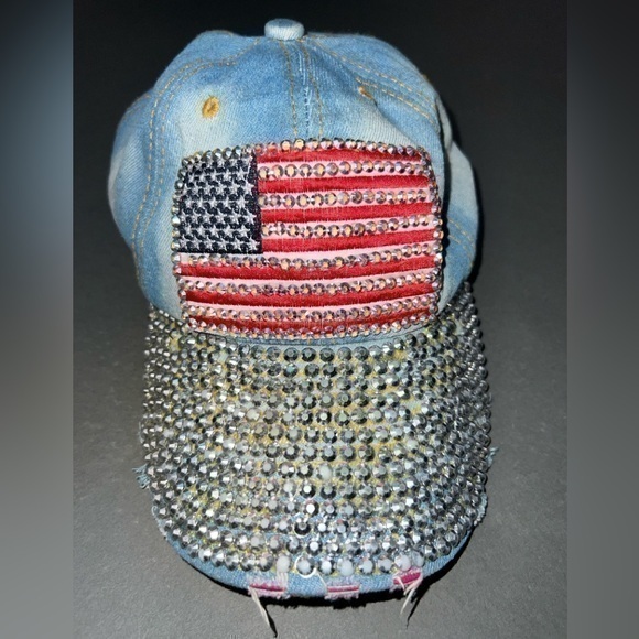 Vintage Other - Y2K American Flag Rhinestone Hat